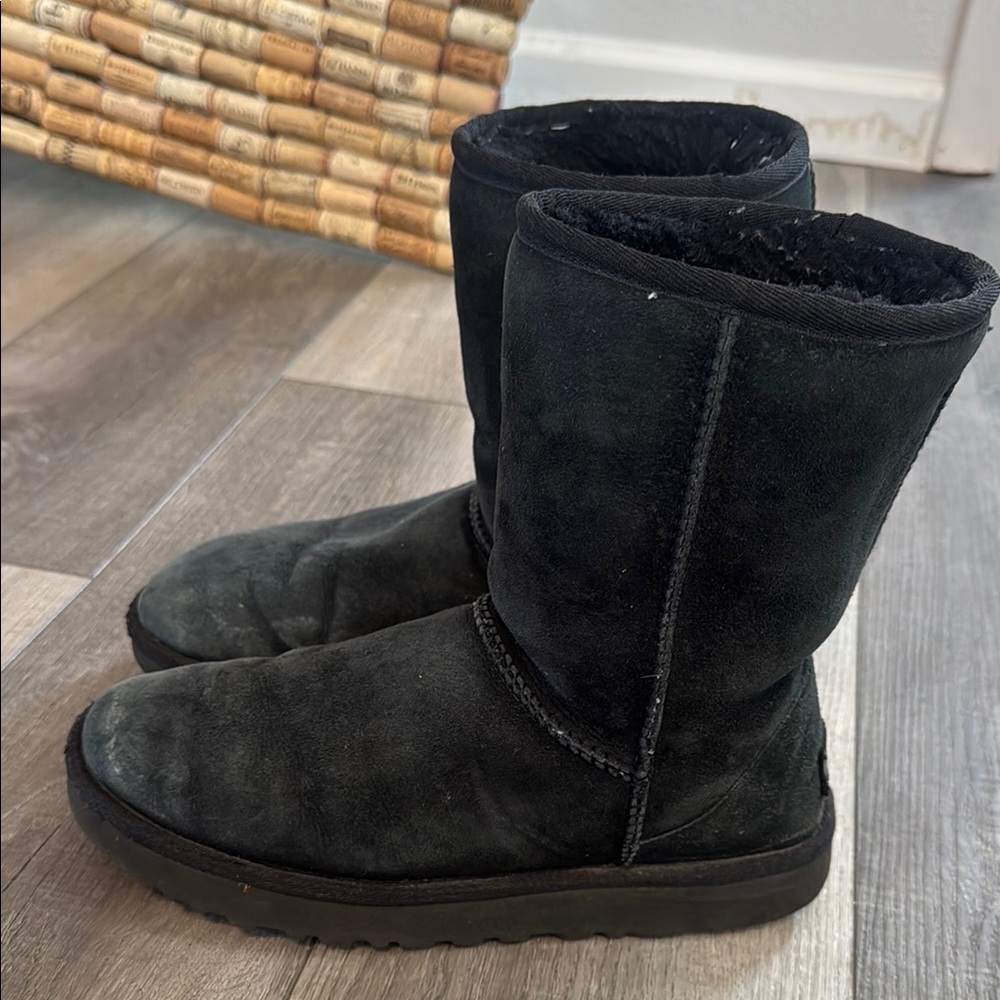 UGG Black Winter Boots Mid-Calf Suede